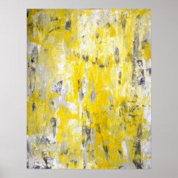 'picking Around' Grey And Yellow Abstract Art Poster by T30Gallery at Zazzle