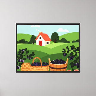 Picking blueberries canvas print