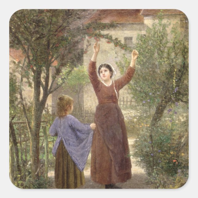 Picking Cherries Square Sticker (Front)