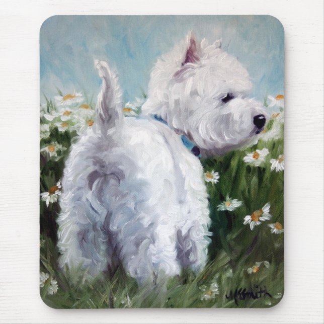 picking daisies - west highland terrier mousepad (Front)