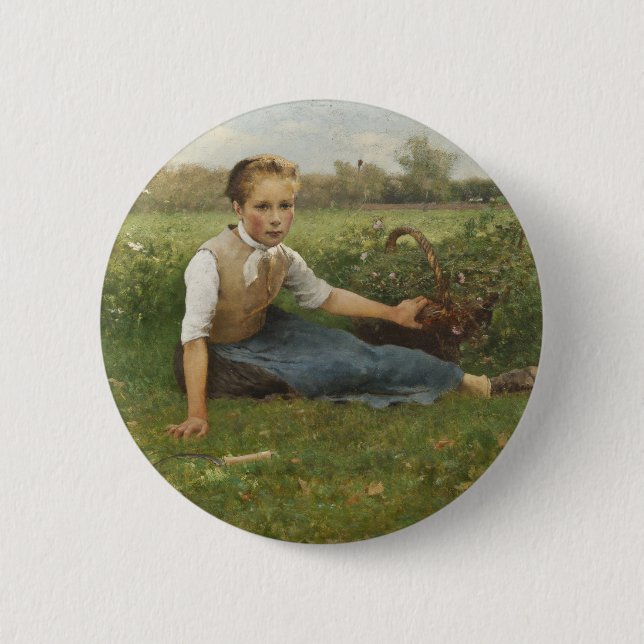 Picking Flowers | 1882 Button (Front)