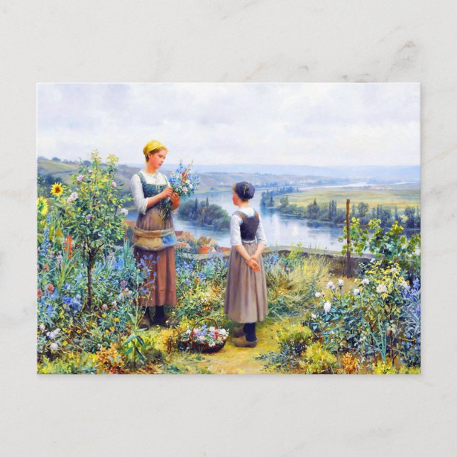 Picking Flowers by Daniel Ridgway Knight Postcard (Front)