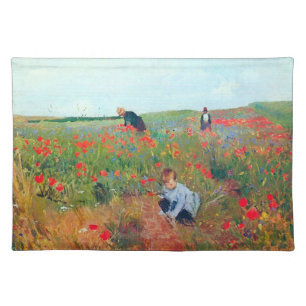 Picking Flowers in a Field, Mary Cassatt Cloth Placemat
