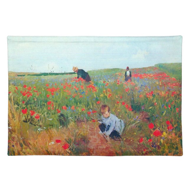 Picking Flowers in a Field, Mary Cassatt Cloth Placemat (Front)