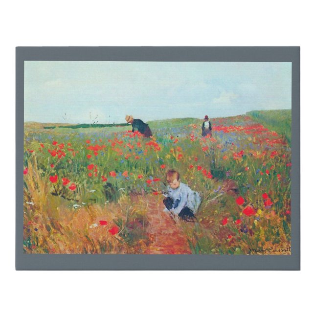 Picking Flowers in a Field, Mary Cassatt Faux Canvas Print (Front)