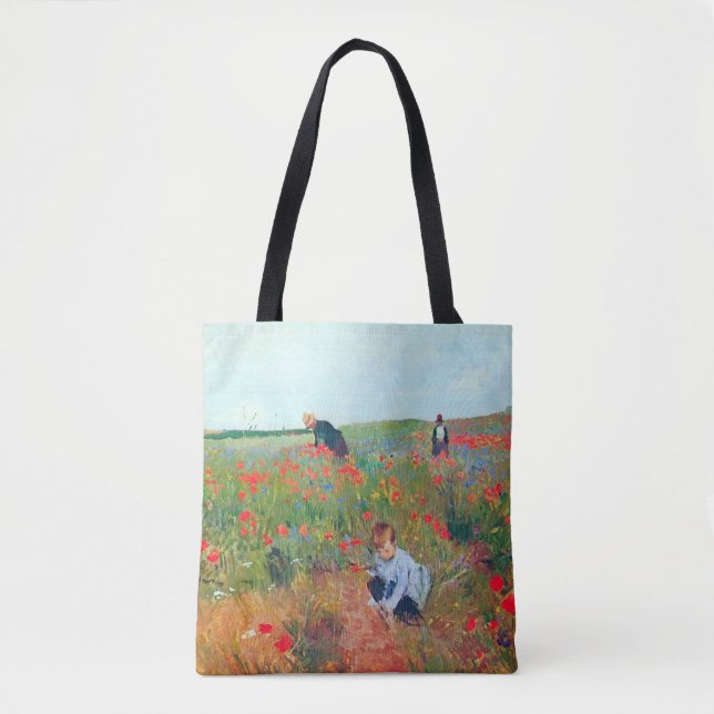 Picking Flowers in a Field, Mary Cassatt Tote Bag (Front)