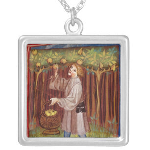 Picking fruit silver plated necklace