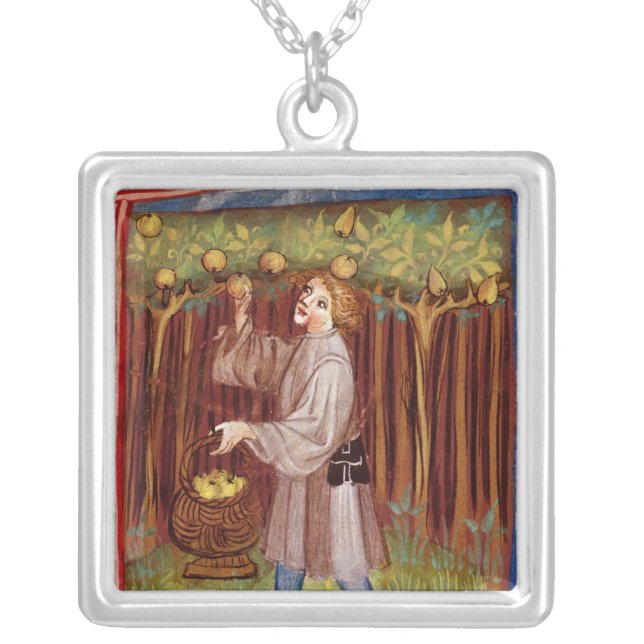 Picking fruit silver plated necklace (Front)