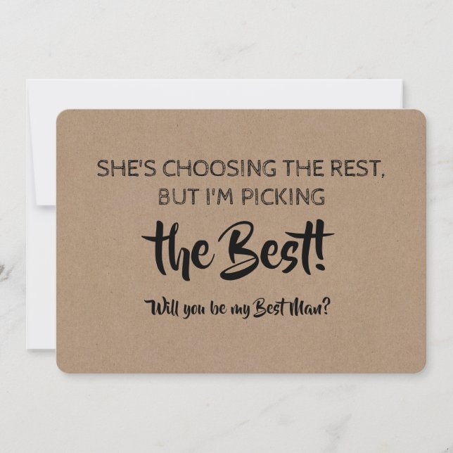 Picking the BEST - Best Man Proposal Invitation (Front)