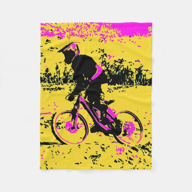 Picking up Speed - Mountain Biker  Fleece Blanket (Front)