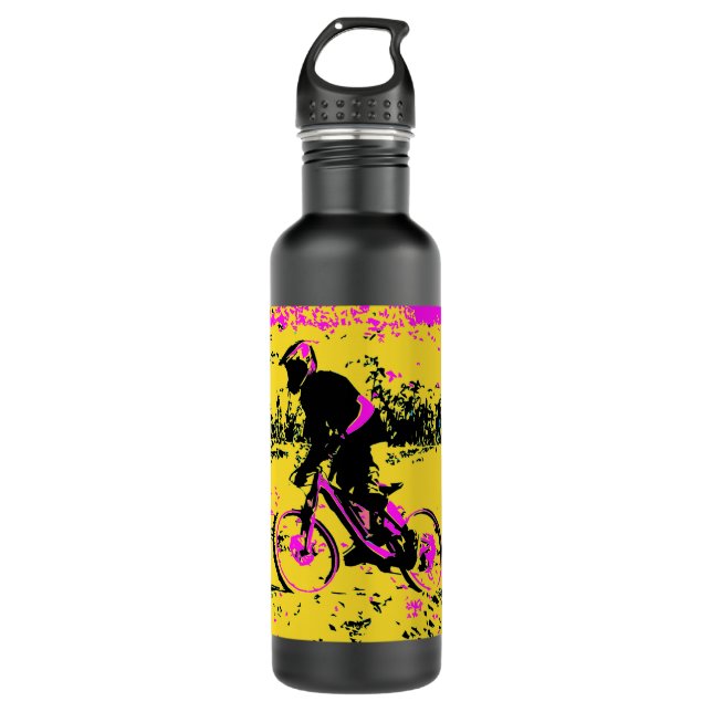 Picking up Speed - Mountain Biker  Stainless Steel Water Bottle (Front)