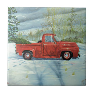 Picking up the Tree for Christmas Ceramic Tile