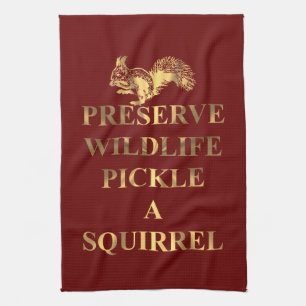 Pickle a squirrel (on any color) towel