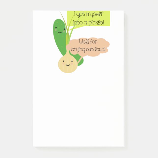 Pickle and Onion Humor Post-it Notes (Front)