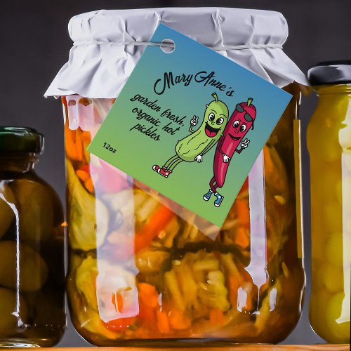 Pickle and Pepper Pals Funny Cartoon Pickles Jar Favor Tags