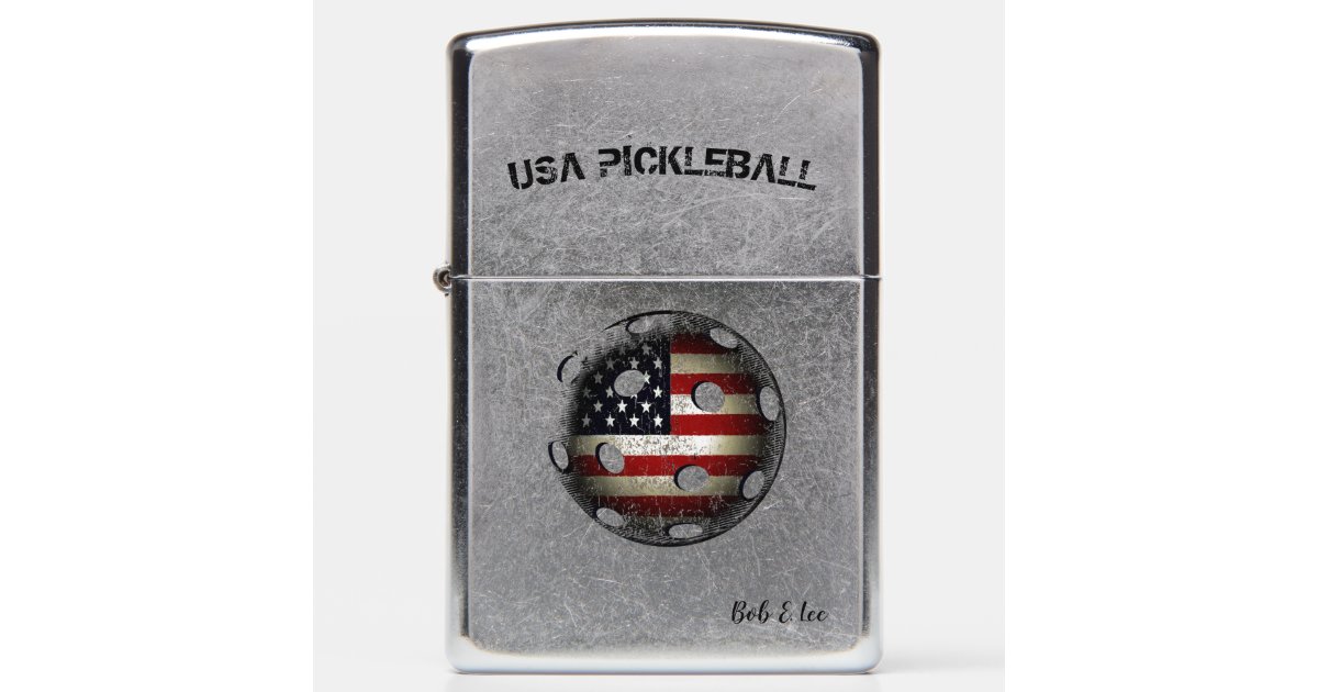 Pickle Ball Gift USA Pickleball American Flag Zippo Lighter | Zazzle