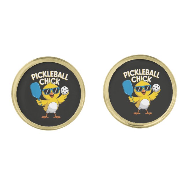 Pickle ball Pickleball Chick Cufflinks (Front)