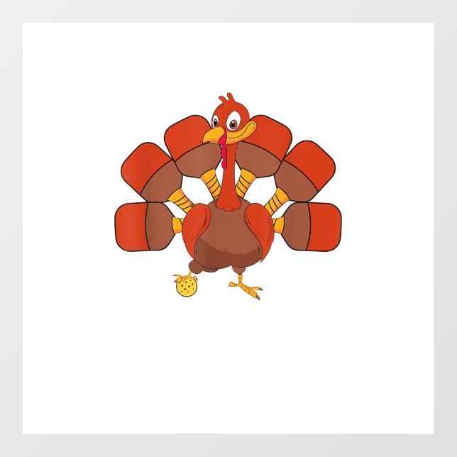Pickle Ball Player Thanksgiving Paddleball Turkey  Wall Decal (Front)