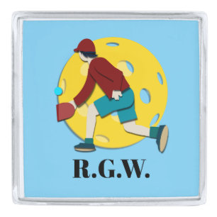 Pickle Ball Silver Finish Lapel Pin