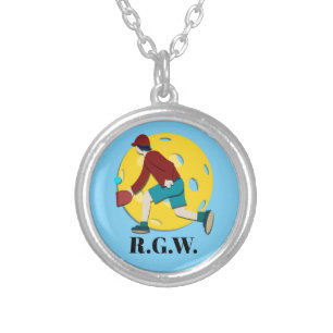 Pickle Ball Silver Plated Necklace