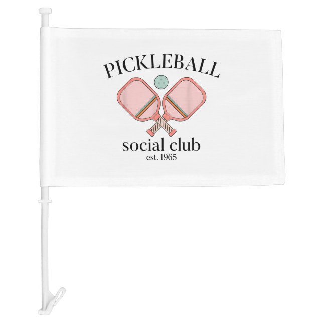 Pickle Ball Social Club EST 1965 Men Women Car Flag (Front)