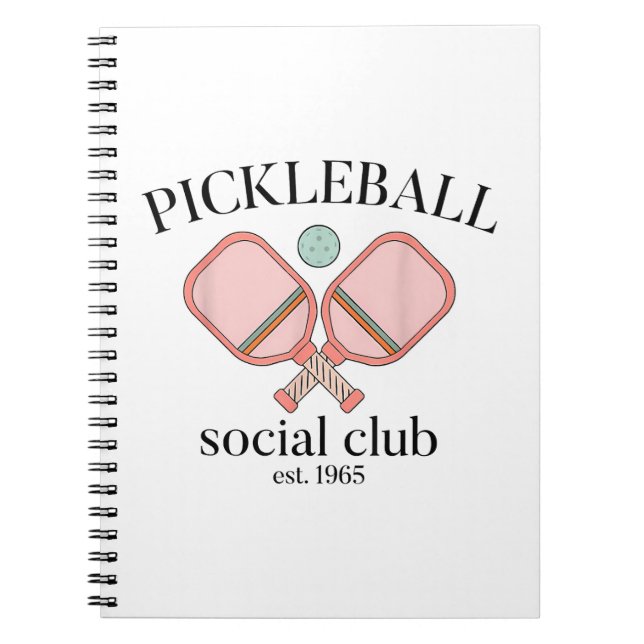 Pickle Ball Social Club EST 1965 Men Women Notebook (Front)