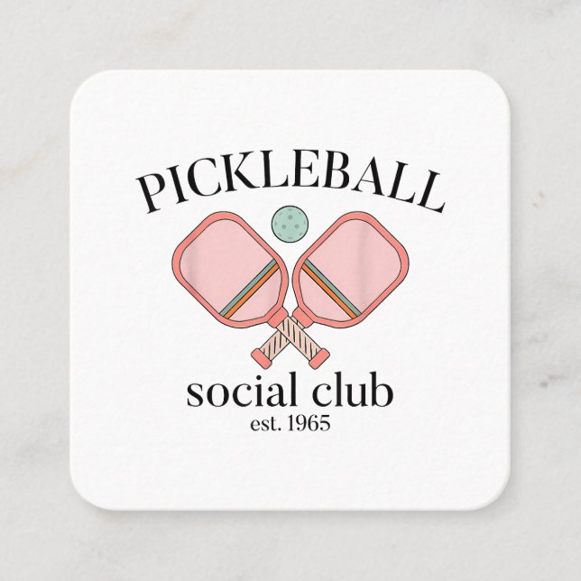 Pickle Ball Social Club EST 1965 Men Women Square Business Card (Front)
