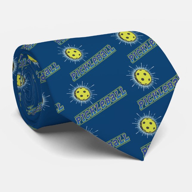 Pickle Ball Starburst Neck Tie (Rolled)