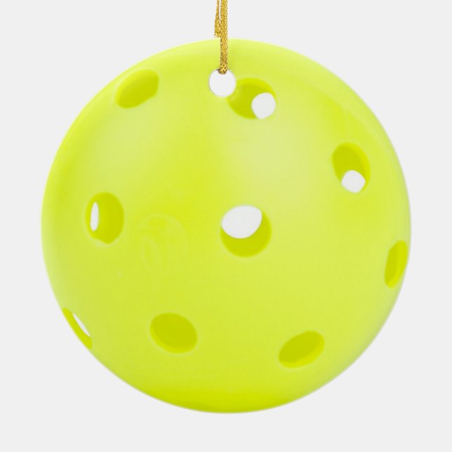 Pickle BAll Yellow Ceramic Ornament (Back)