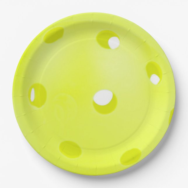 Pickle Ball Yellow Pickleball Sports Paper Plates (Front)
