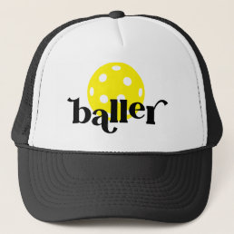 Pickle Baller Funny Black and White Trucker Hat