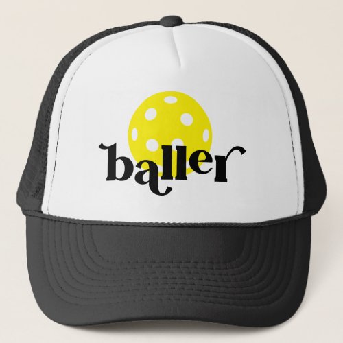 Pickle Baller Funny Black and White Trucker Hat