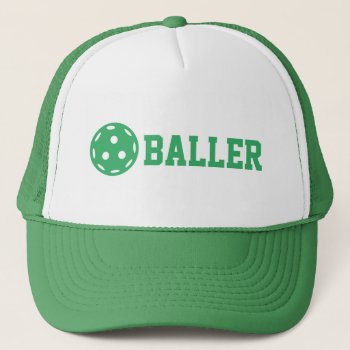 Pickle Baller Funny Pickleball  Custom Text  Trucker Hat by HasCreations at Zazzle