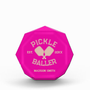 Pickle Baller Pickleball Collegiate Typography Acrylic Award