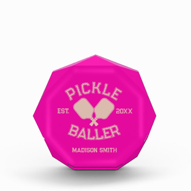 Pickle Baller Pickleball Collegiate Typography Acrylic Award (Front)