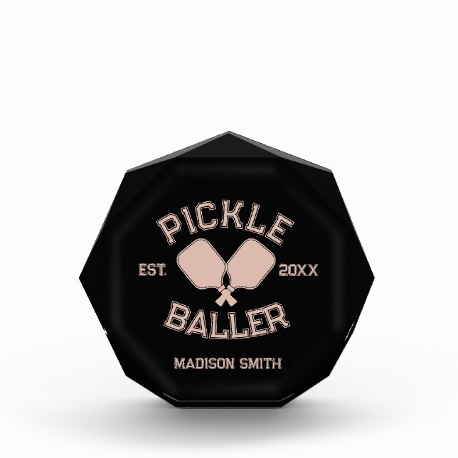 Pickle Baller Pickleball Collegiate Typography Acrylic Award (Front)