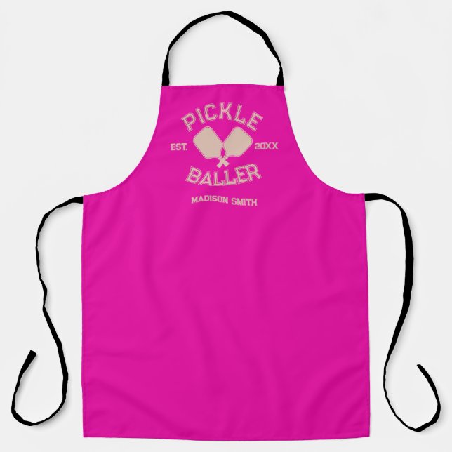Pickle Baller Pickleball Collegiate Typography Apron (Front)