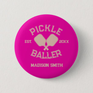 Pickle Baller Pickleball Collegiate Typography Button