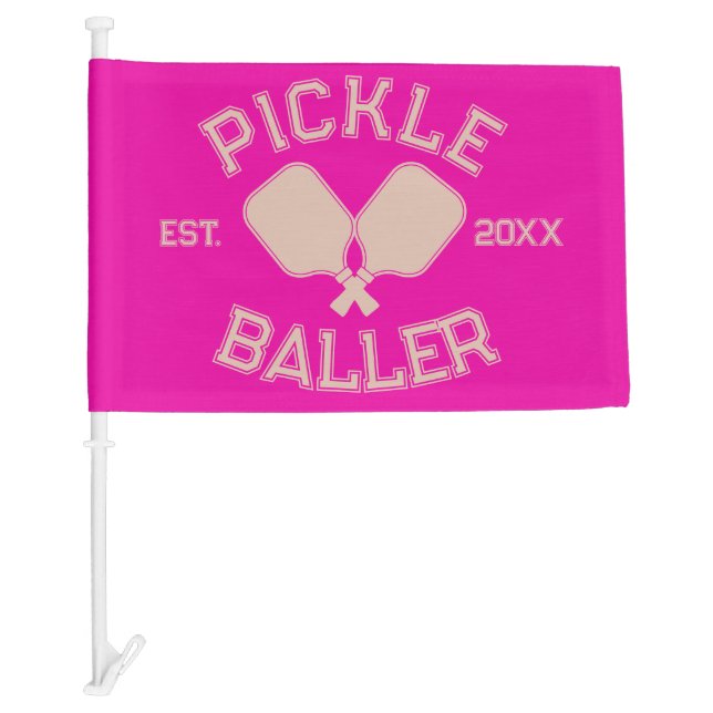 Pickle Baller Pickleball Collegiate Typography Car Flag (Front)