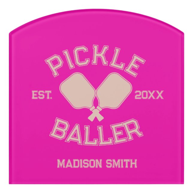 Pickle Baller Pickleball Collegiate Typography Door Sign (Contour Front)