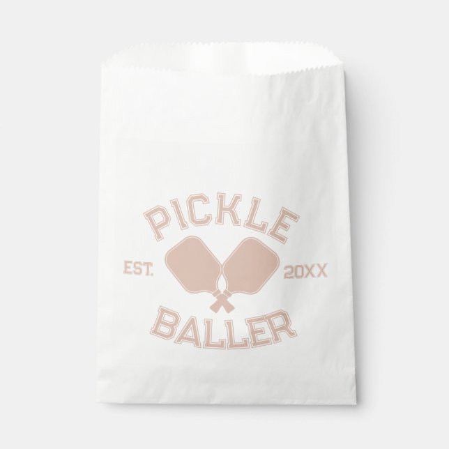 Pickle Baller Pickleball Collegiate Typography Favor Bag (Front)