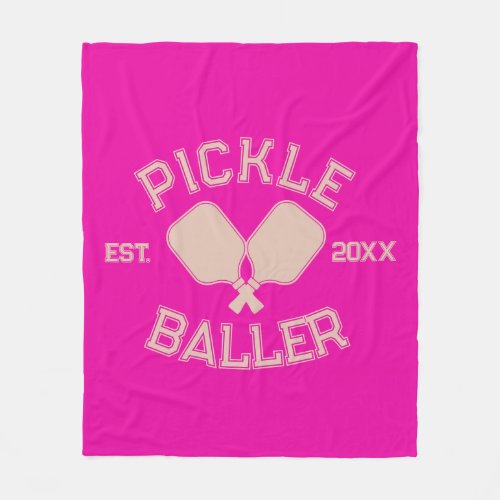 Pickle Baller Pickleball Collegiate Typography Fleece Blanket
