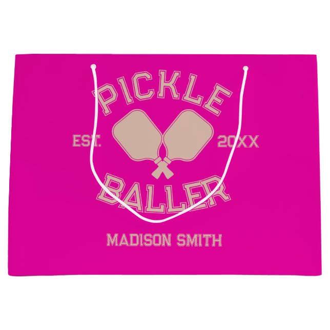 Pickle Baller Pickleball Collegiate Typography Large Gift Bag (Front)