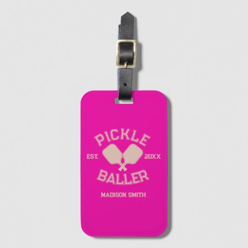 Pickle Baller Pickleball Collegiate Typography Luggage Tag