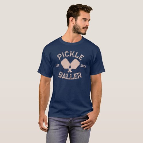 Pickle Baller Pickleball Collegiate Typography T_Shirt