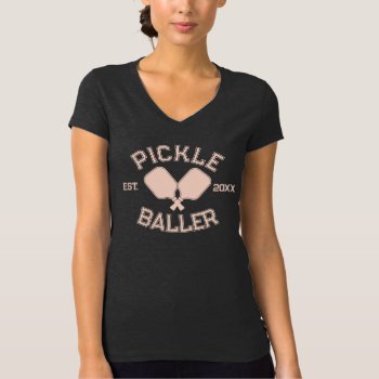 Pickle Baller Pickleball Collegiate Typography T-shirt by freshpaperie at Zazzle