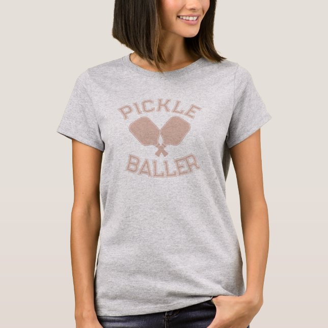Pickle Baller Pickleball Collegiate Typography T-Shirt (Front)
