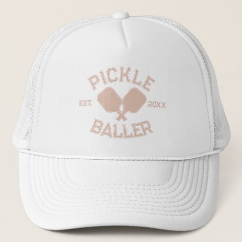 Pickle Baller Pickleball Collegiate Typography Trucker Hat