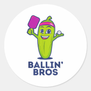 Pickle Ballin’ Bros – Gifts Friends, Brothers, Or Classic Round Sticker