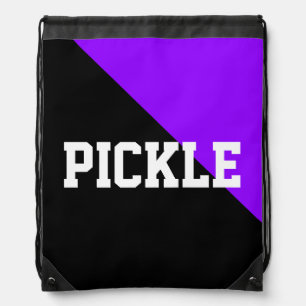 PICKLE Bright Purple Black Diagonal Color Block Drawstring Bag